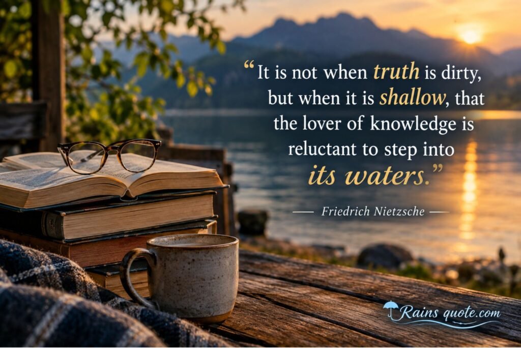  “It is not when truth is dirty, but when it is shallow, that the lover of knowledge is reluctant to step into its waters.”