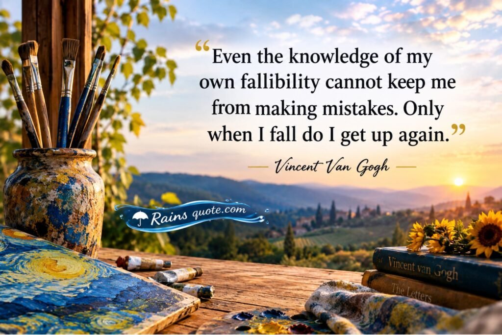 “Even the knowledge of my own fallibility cannot keep me from making mistakes. Only when I fall do I get up again.”