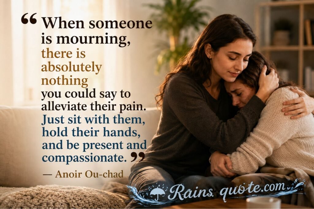 “When someone is mourning, there is absolutely nothing you could say to alleviate their pain. Just sit with them, hold their hands, and be present and compassionate.”