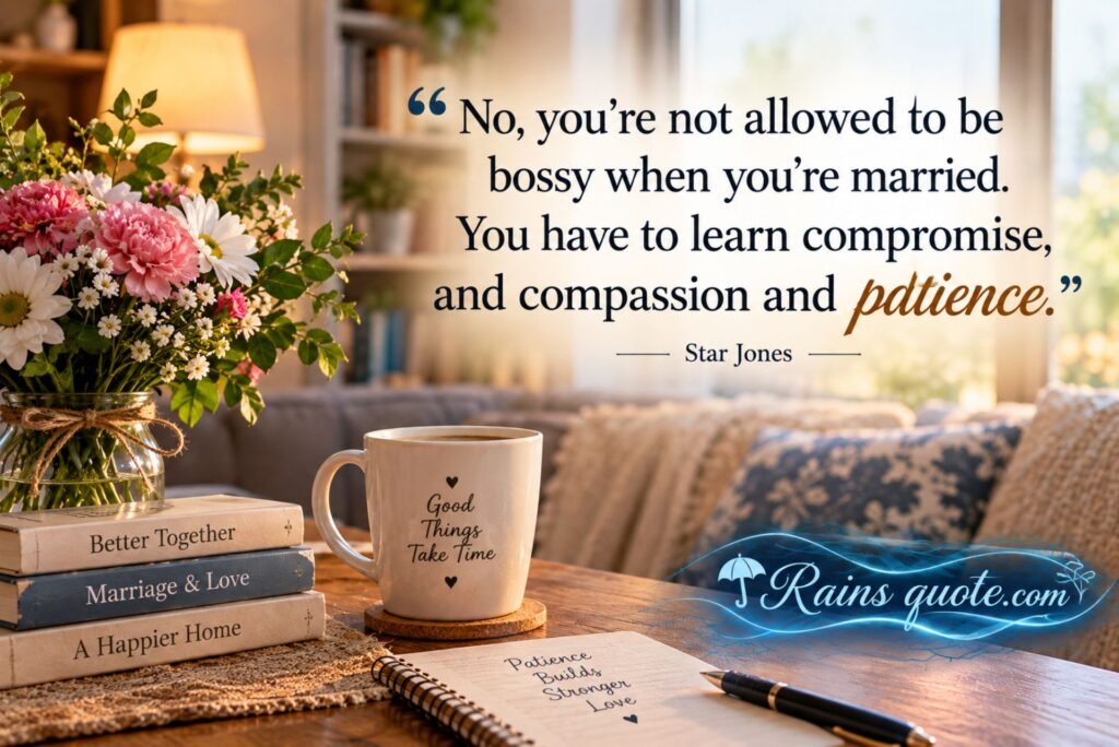 “No, you're not allowed to be bossy when you're married. You have to learn compromise, and compassion and patience.”