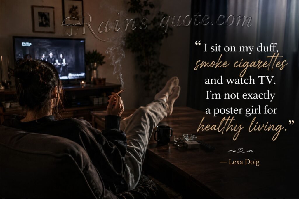 “I sit on my duff, smoke cigarettes and watch TV. I'm not exactly a poster girl for healthy living.”
