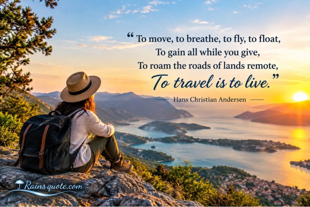 “To move, to breathe, to fly, to float, To gain all while you give, To roam the roads of lands remote, To travel is to live.”