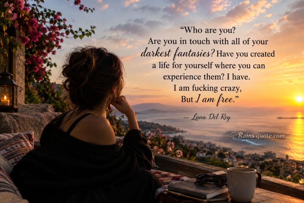 “Who are you? Are you in touch with all of your darkest fantasies? Have you created a life for yourself where you can experience them? I have. I am fucking crazy. But I am free.”