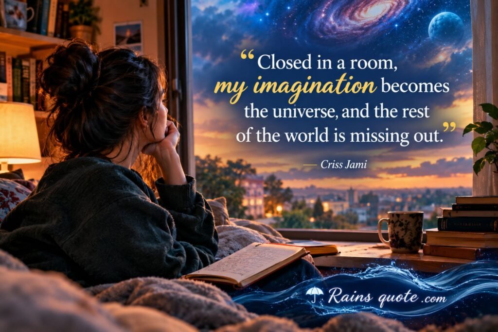 “Closed in a room, my imagination becomes the universe, and the rest of the world is missing out.”