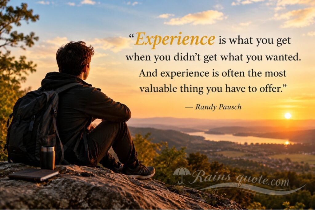 “Experience is what you get when you didn't get what you wanted. And experience is often the most valuable thing you have to offer.”