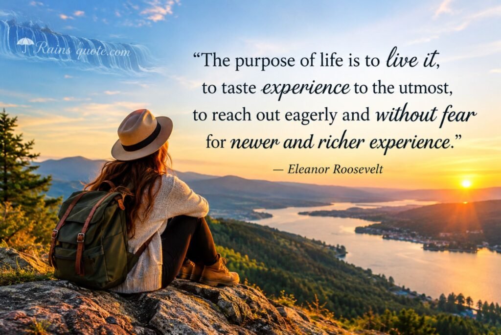 “The purpose of life is to live it, to taste experience to the utmost, to reach out eagerly and without fear for newer and richer experience.”