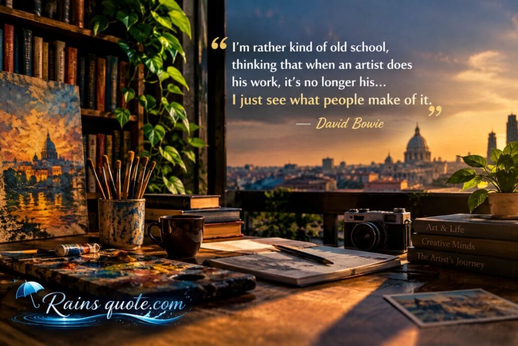  “I'm rather kind of old school, thinking that when an artist does his work, it's no longer his... I just see what people make of it.”