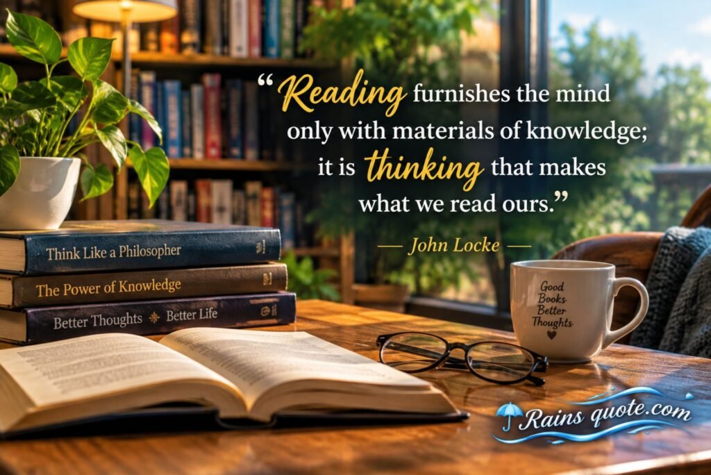 “Reading furnishes the mind only with materials of knowledge; it is thinking that makes what we read ours.”