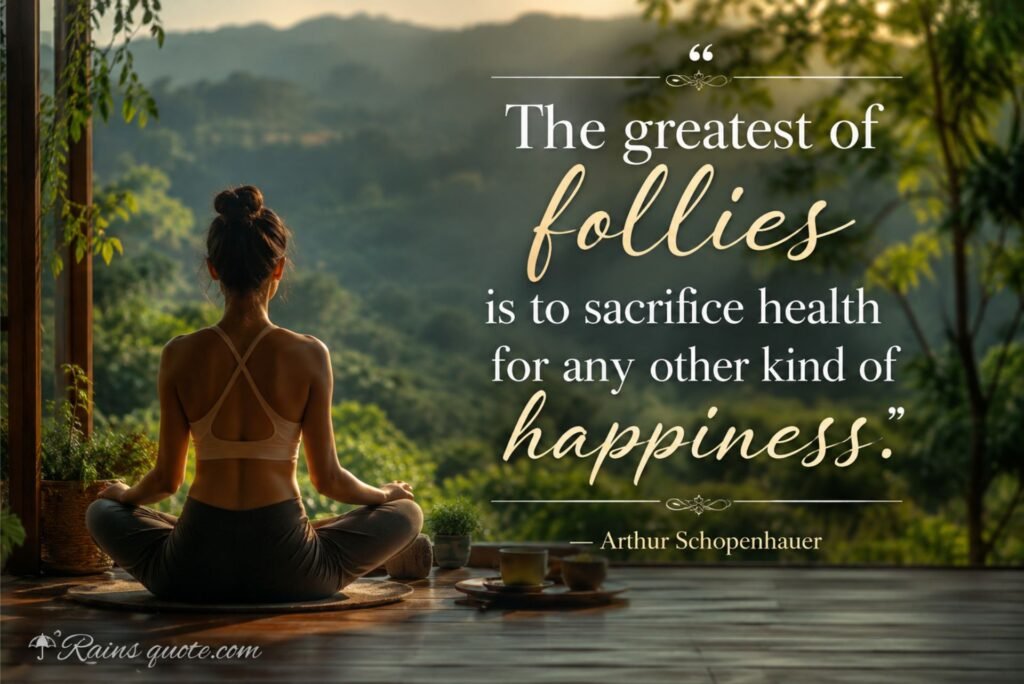 “The greatest of follies is to sacrifice health for any other kind of happiness.”