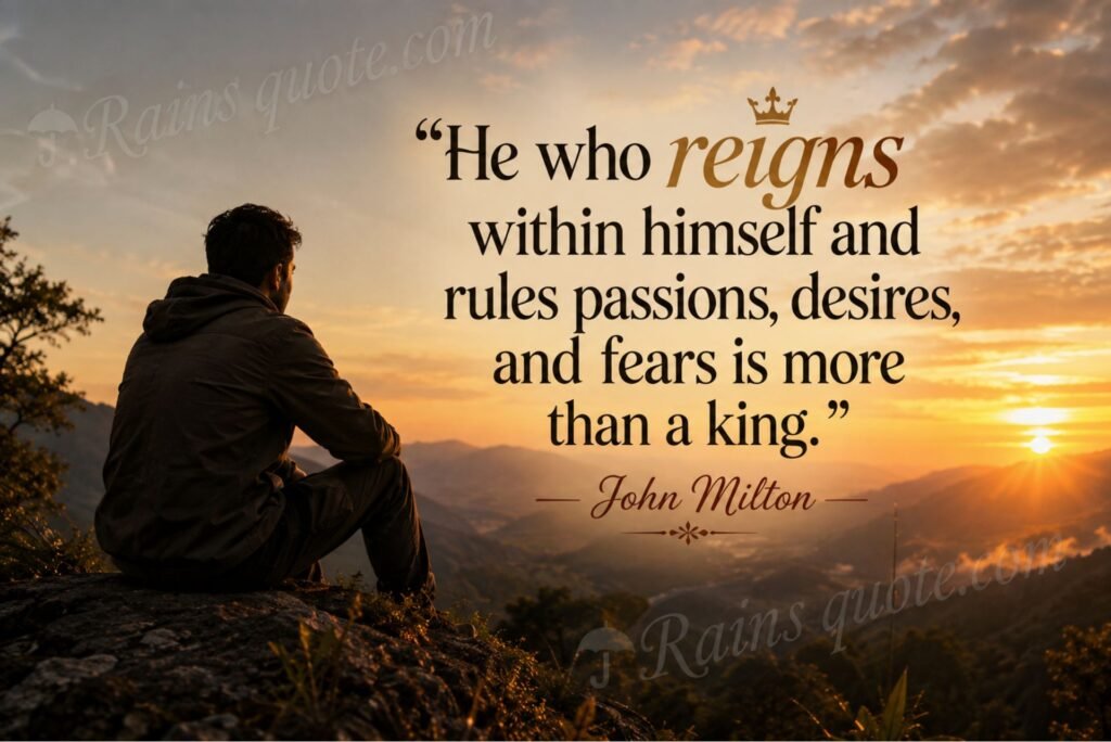 “He who reigns within himself and rules passions, desires, and fears is more than a king.”