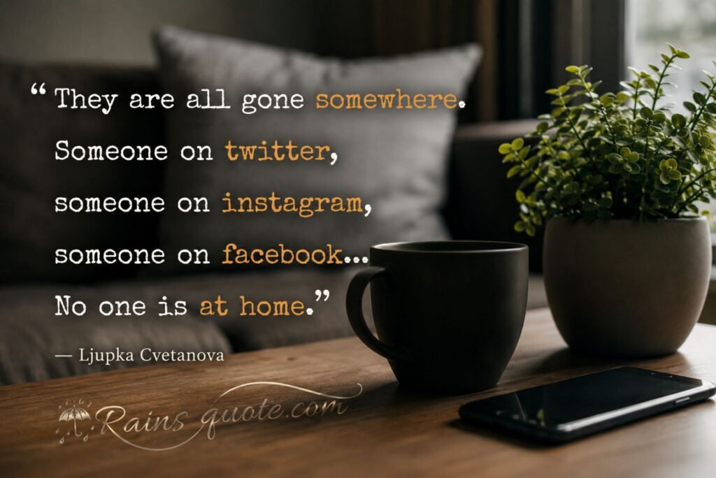 “They are all gone somewhere. Someone on twitter, someone on instagram, someone on facebook...No one is at home.”