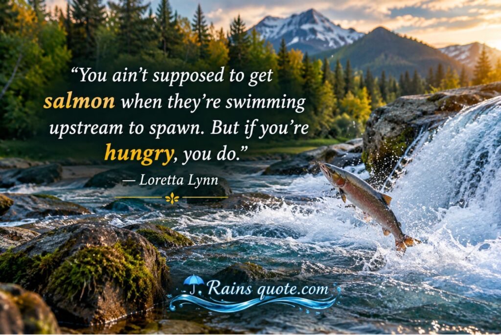 “You ain't supposed to get salmon when they're swimming upstream to spawn. But if you're hungry, you do.”