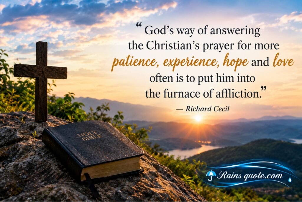 “God's way of answering the Christian's prayer for more patience, experience, hope and love often is to put him into the furnace of affliction.”