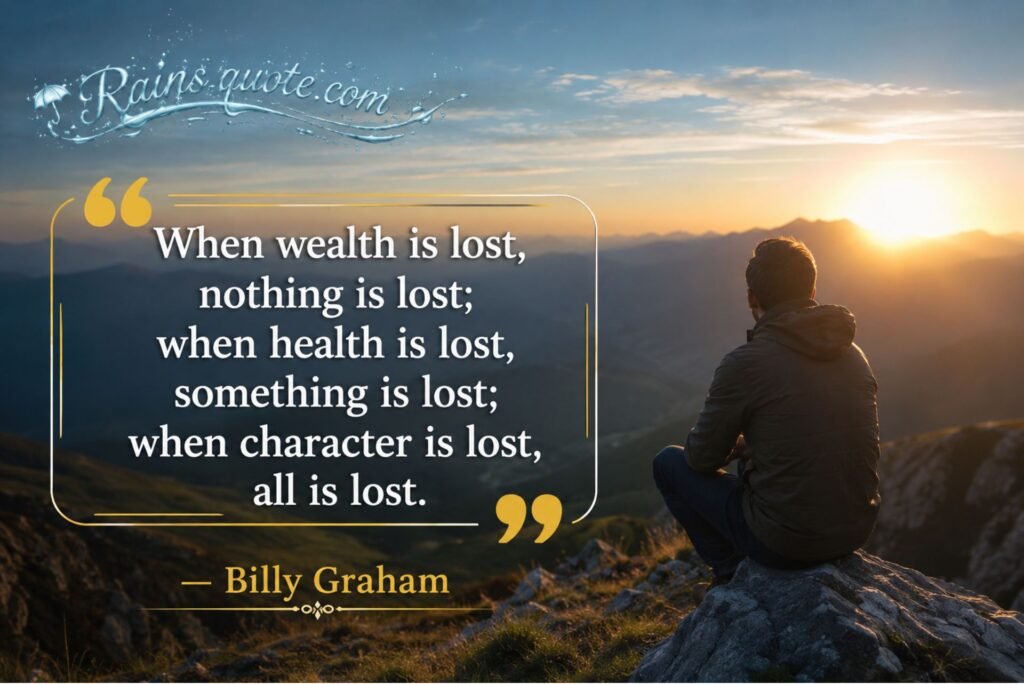 “When wealth is lost, nothing is lost; when health is lost, something is lost; when character is lost, all is lost.”
