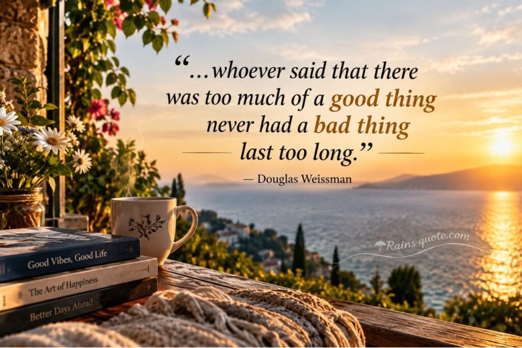 “...whoever said that there was too much of a good thing never had a bad thing last too long.”