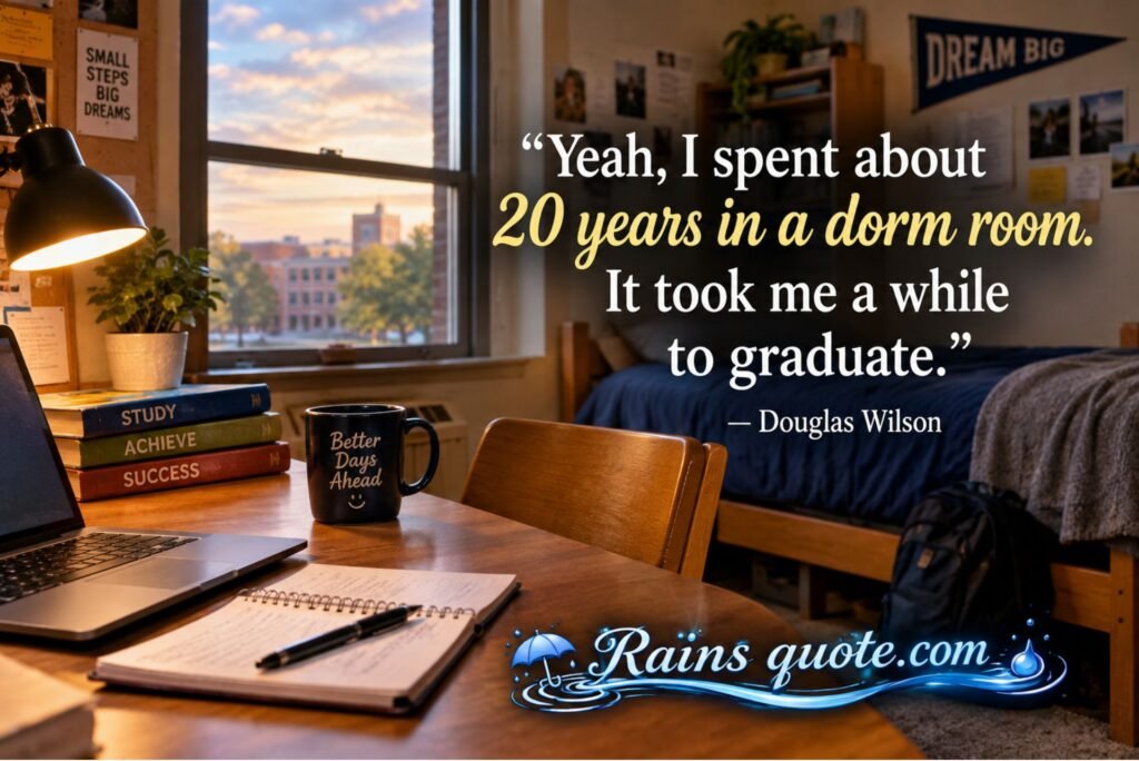 “Yeah, I spent about 20 years in a dorm room. It took me a while to graduate.”