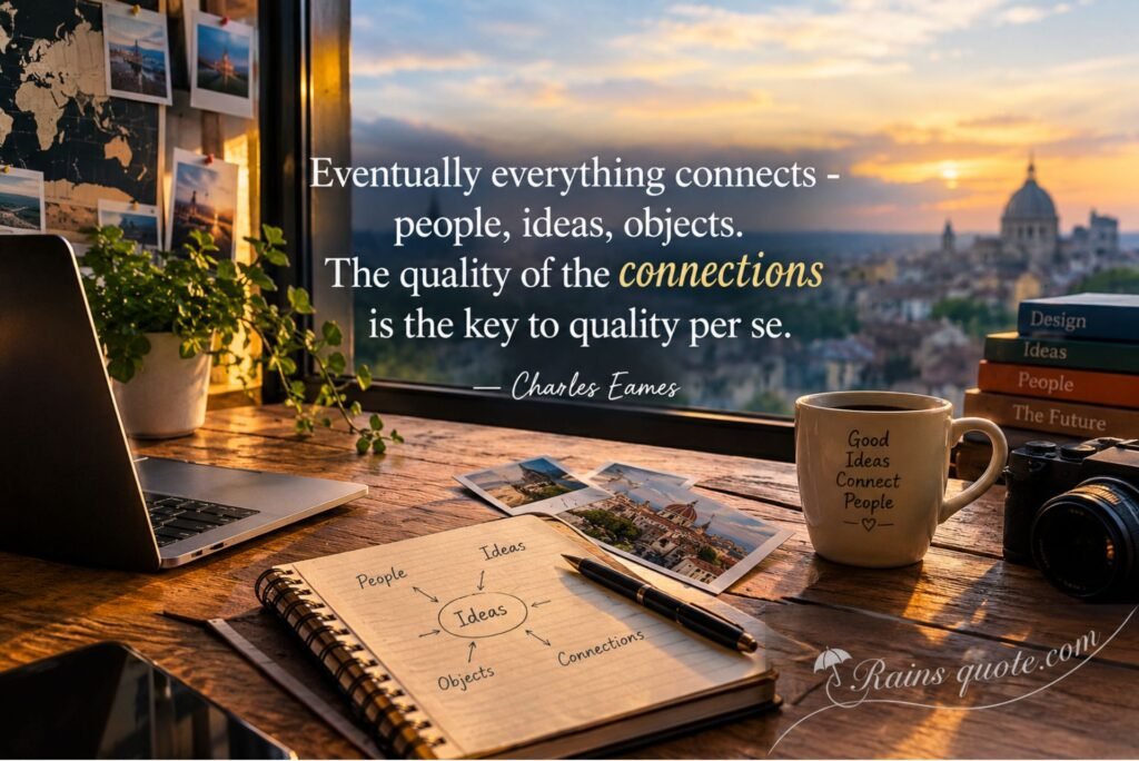 “Eventually everything connects - people, ideas, objects. The quality of the connections is the key to quality per se.”