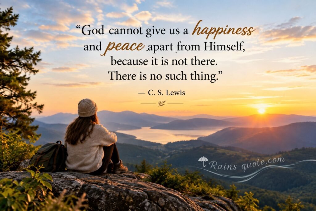 “God cannot give us a happiness and peace apart from Himself, because it is not there. There is no such thing.”