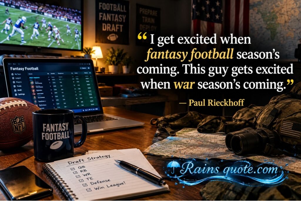 “I get excited when fantasy football season's coming. This guy gets excited when war season's coming.”