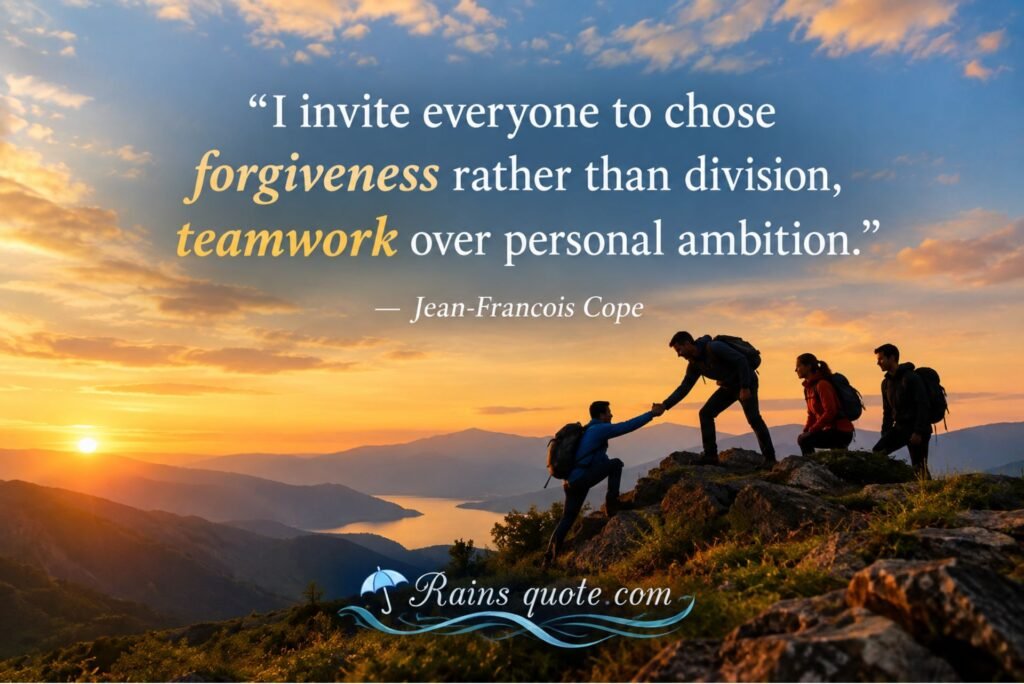 “I invite everyone to chose forgiveness rather than division, teamwork over personal ambition.”
