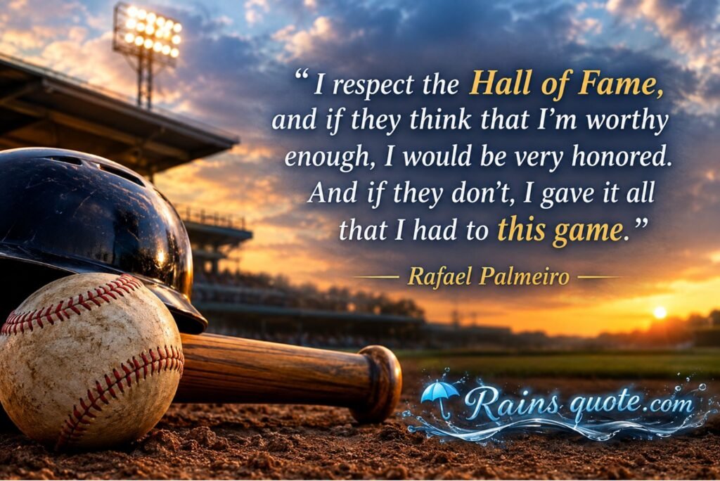 “I respect the Hall of Fame, and if they think that I'm worthy enough, I would be very honored. And if they don't, I gave it all that I had to this game.”