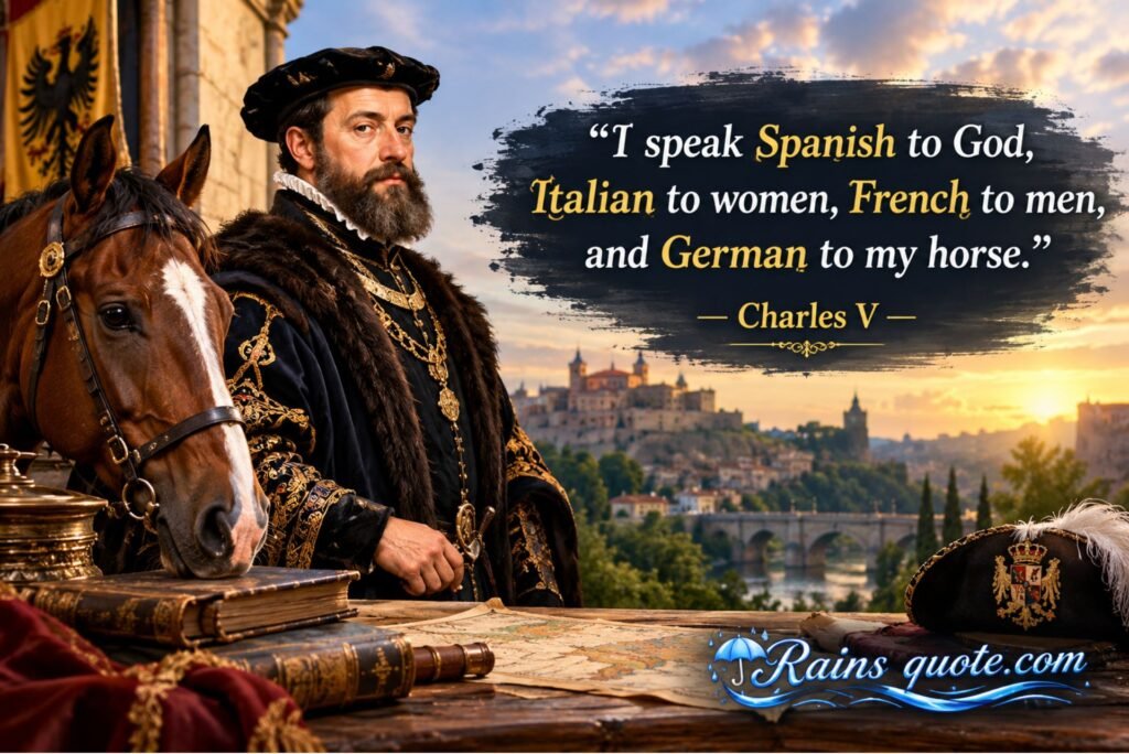 “I speak Spanish to God, Italian to women, French to men, and German to my horse.”