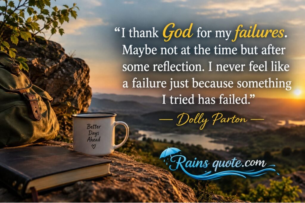 “I thank God for my failures. Maybe not at the time but after some reflection. I never feel like a failure just because something I tried has failed.”