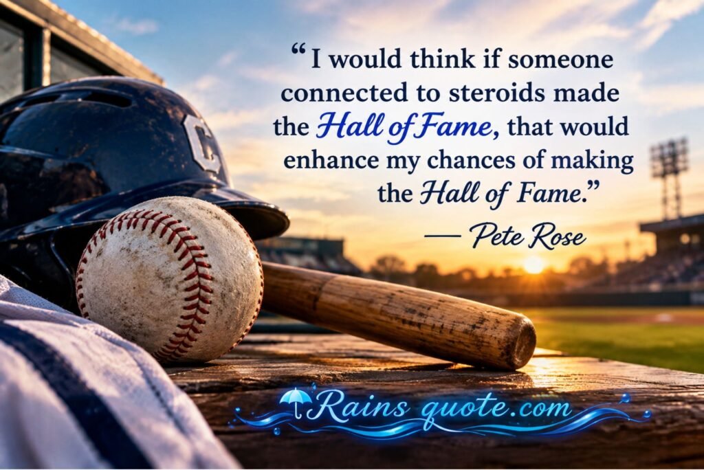 “I would think if someone connected to steroids made the Hall of Fame, that would enhance my chances of making the Hall of Fame.”