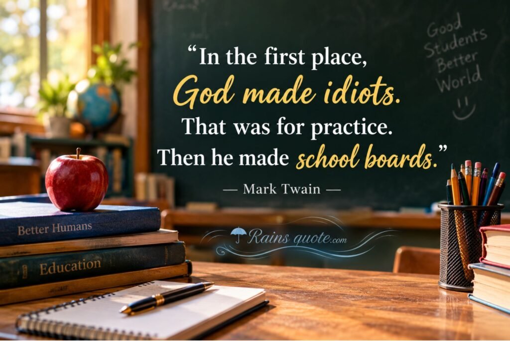 “In the first place, God made idiots. That was for practice. Then he made school boards.”