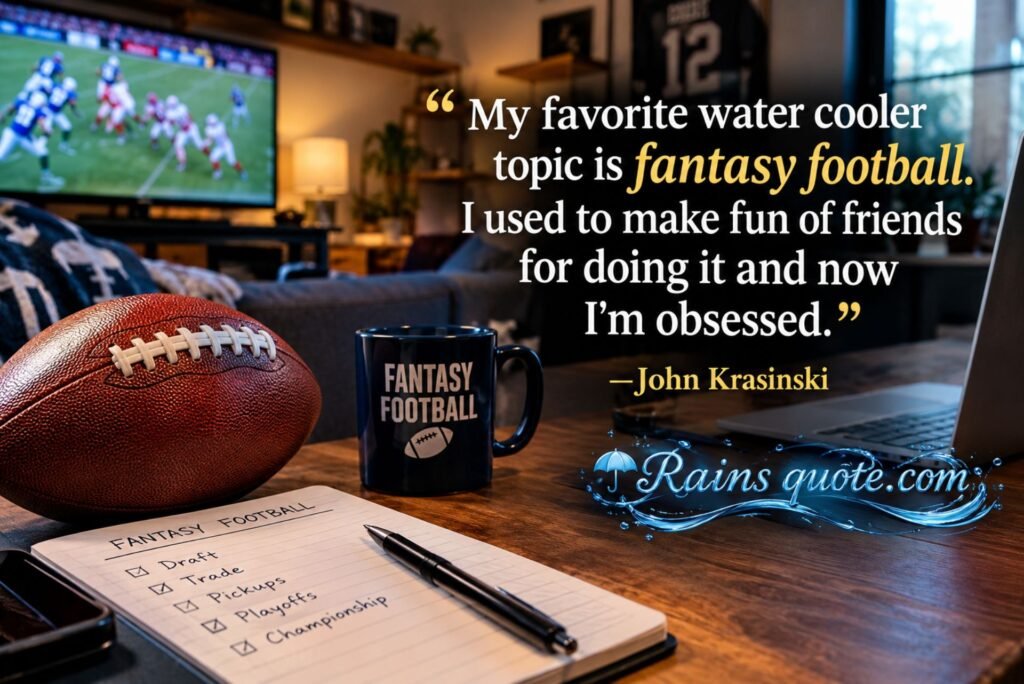 “My favorite water cooler topic is fantasy football. I used to make fun of friends for doing it and now I'm obsessed.”