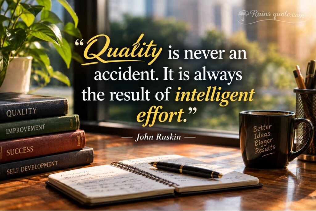 “Quality is never an accident. It is always the result of intelligent effort.”