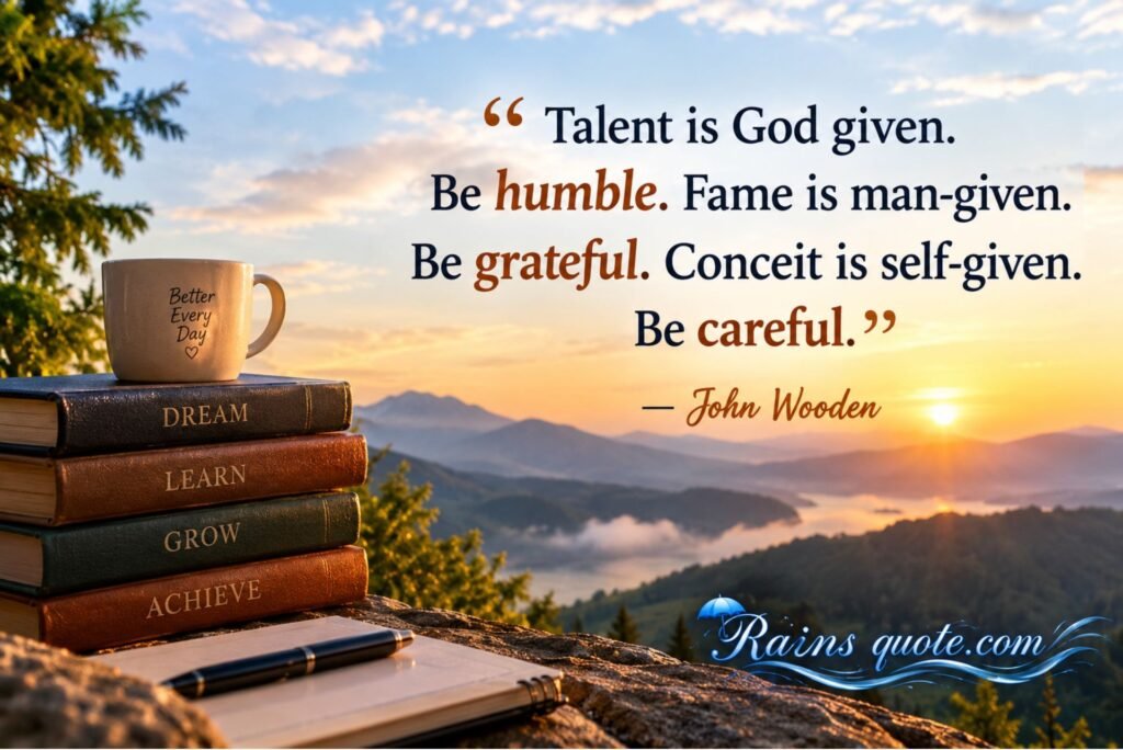 “Talent is God given. Be humble. Fame is man-given. Be grateful. Conceit is self-given. Be careful.”