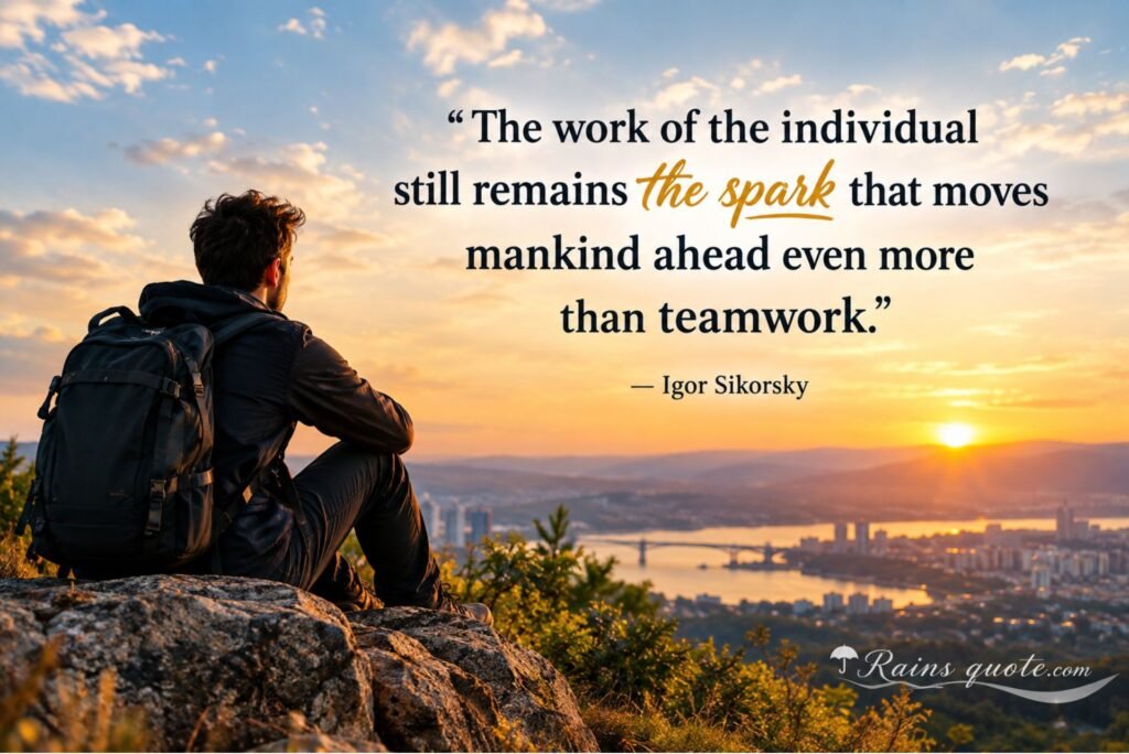 “The work of the individual still remains the spark that moves mankind ahead even more than teamwork.”