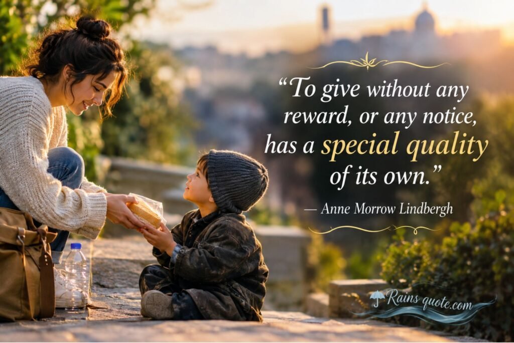  “To give without any reward, or any notice, has a special quality of its own.”