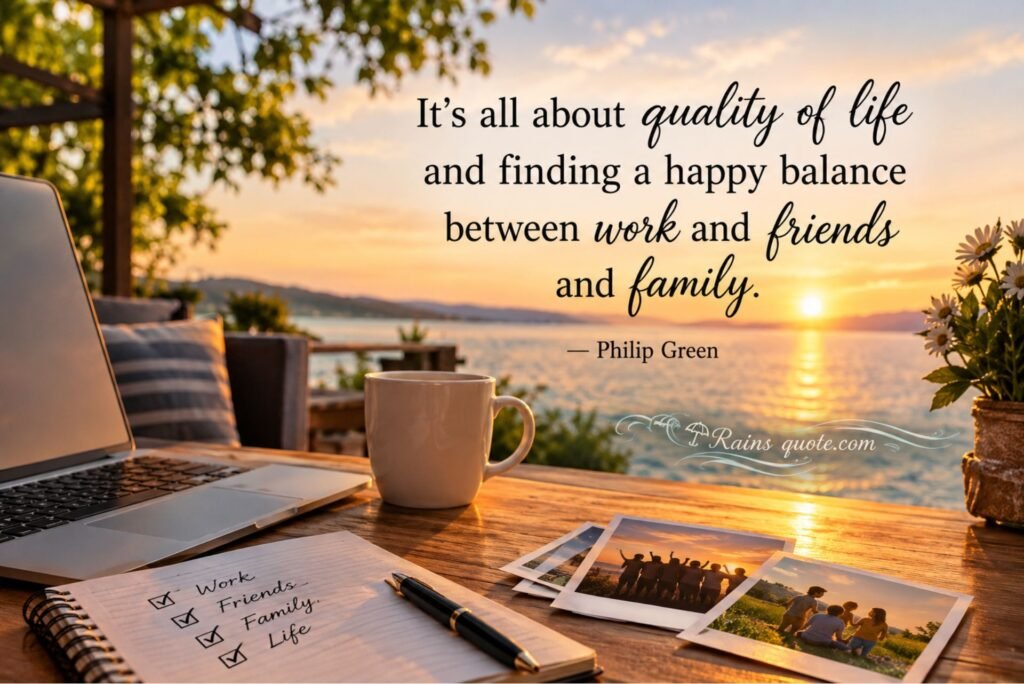 “It's all about quality of life and finding a happy balance between work and friends and family.”