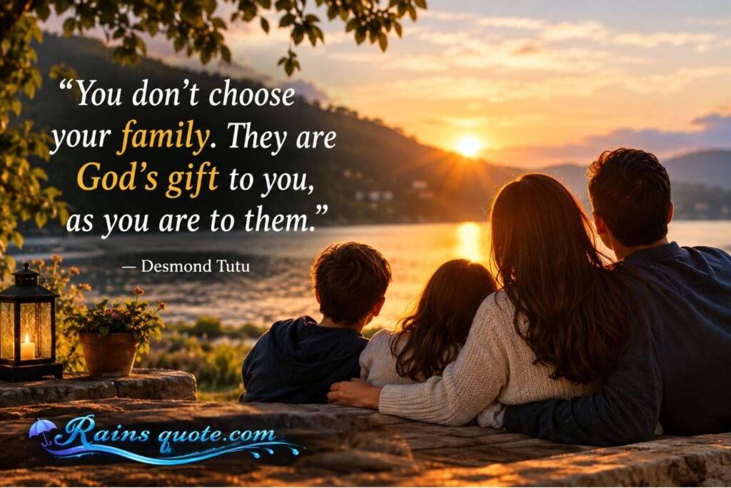 “You don't choose your family. They are God's gift to you, as you are to them.”