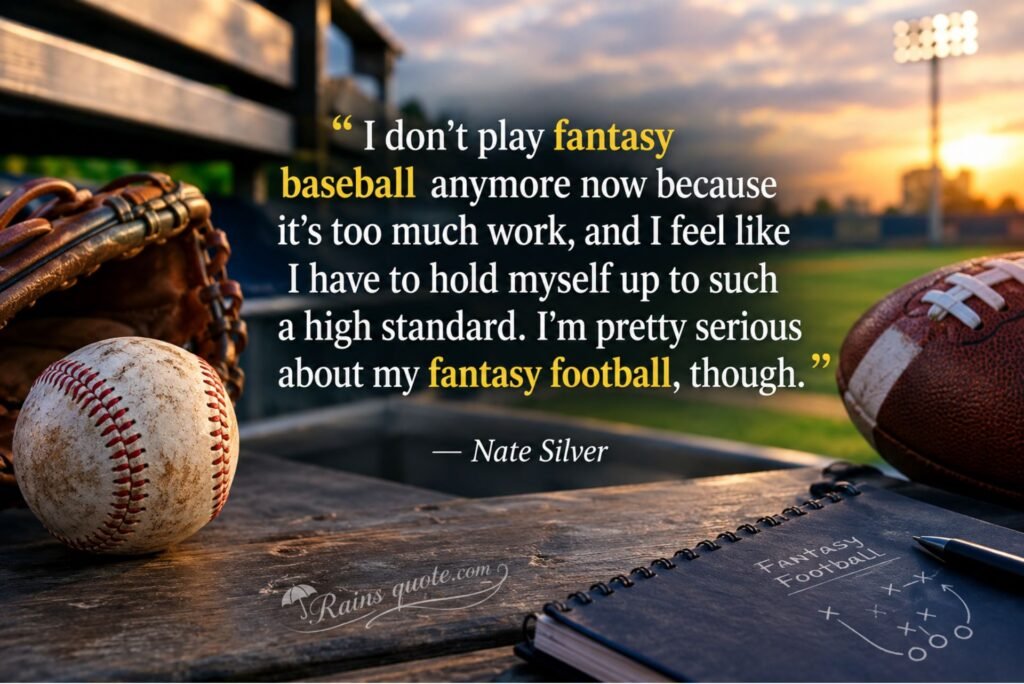 “I don't play fantasy baseball anymore now because it's too much work, and I feel like I have to hold myself up to such a high standard. I'm pretty serious about my fantasy football, though.”