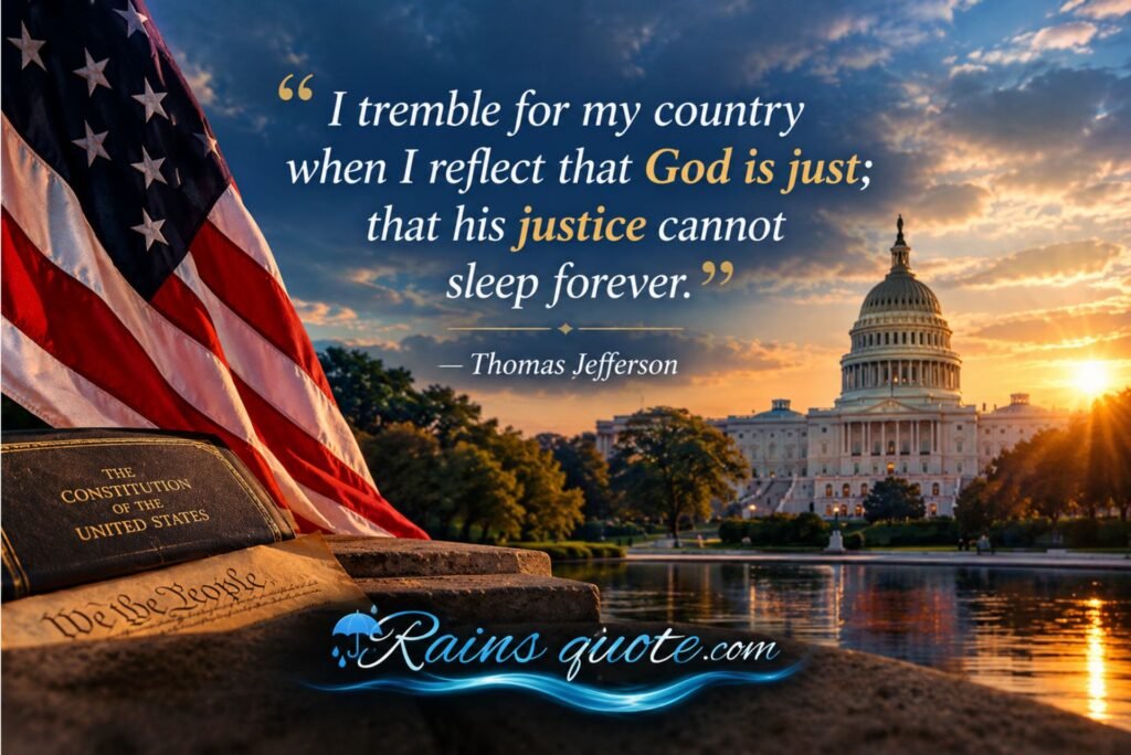 “I tremble for my country when I reflect that God is just; that his justice cannot sleep forever.”